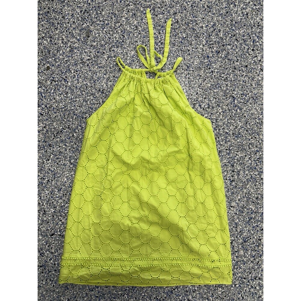 Crown & Ivy Halter Dress Bright Lime Green Geometric Eyelet Lace Design Size XXL
